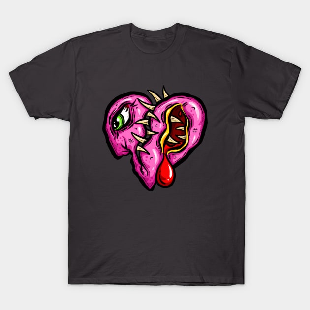Zombie Heart Blood Teeth Green Valentines T-Shirt by Squeeb Creative